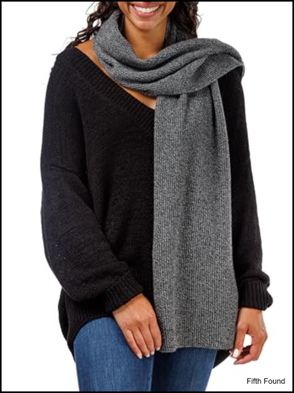 100% Cashmere Ribbed Knit Winter Scarf Cold Weather Wrap